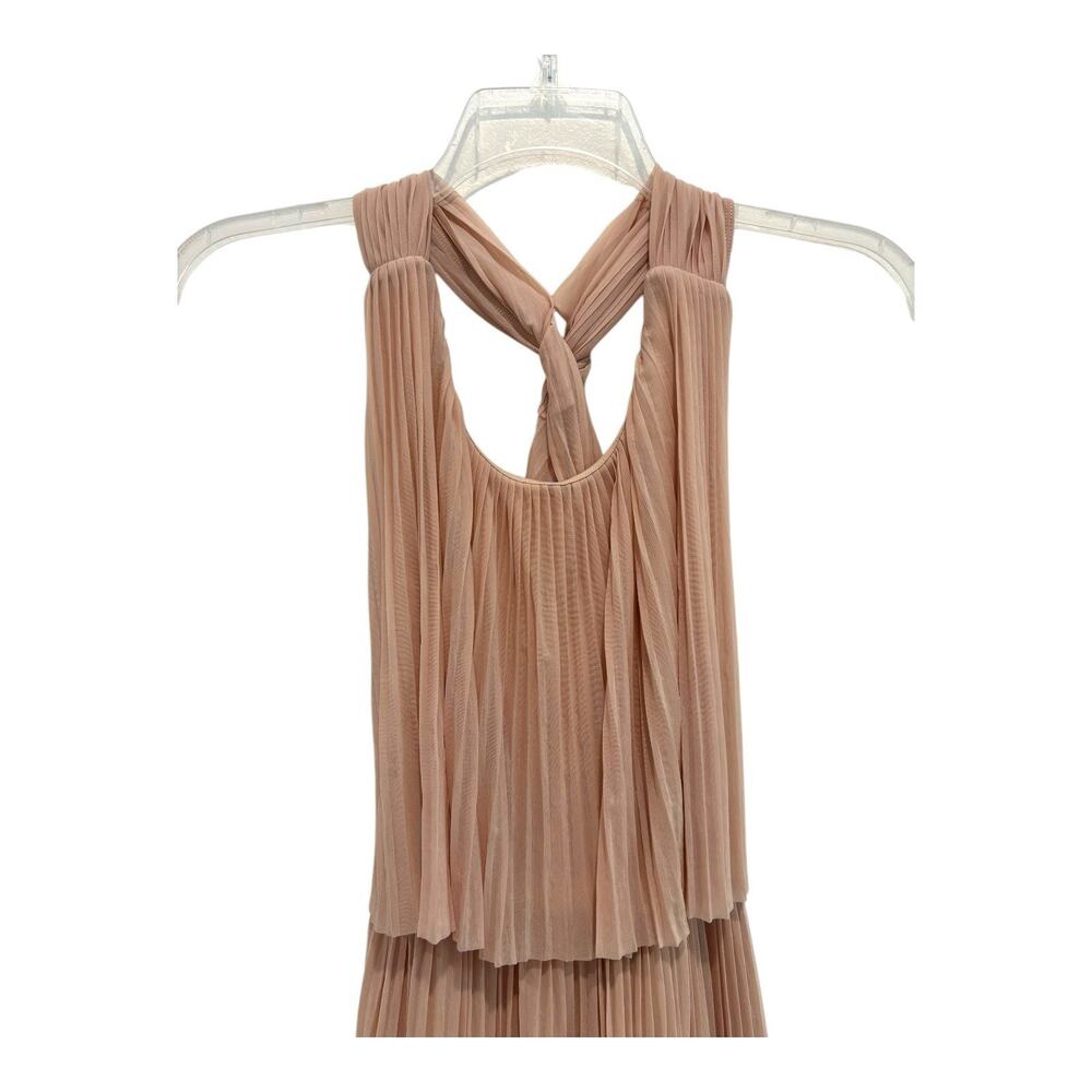 H M Dress Women 10 Chiffon Pleated Racer Back Layered‎ Semi Sheer Wedding Date - Picture 3 of 10